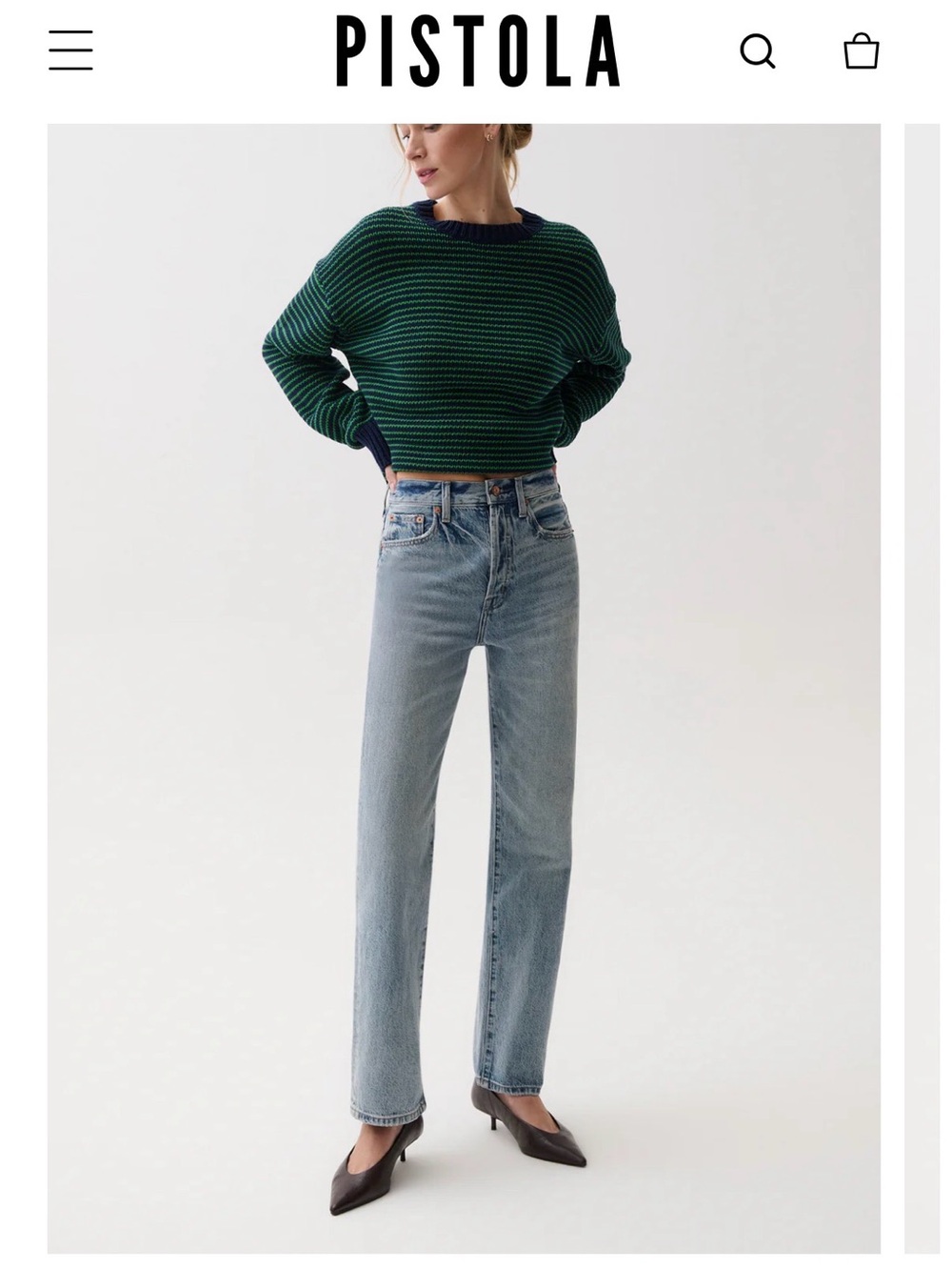 Like New: Pistola 28” inseam Cassie Super High Rise Straight Jean in Bramble